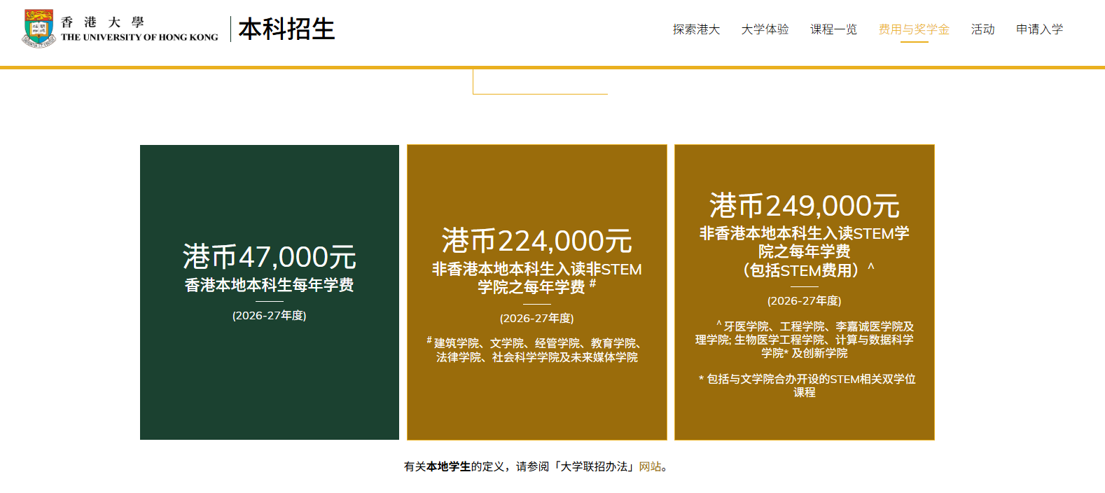 香港大学学费